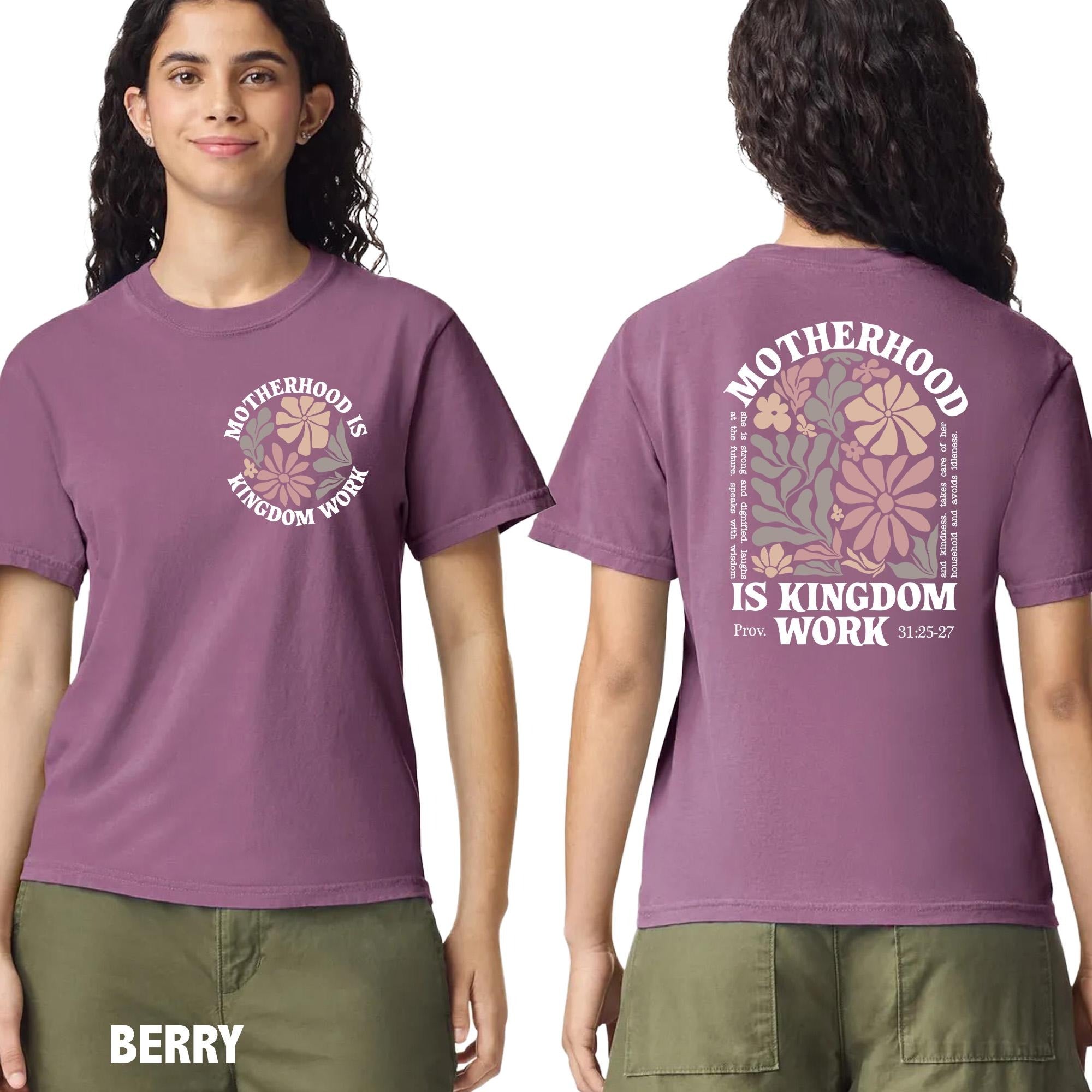 Comfort Colors® Motherhood Is Kingdom Work Shirt, Mother's Day Shirt, Christian Mom Shirt, Mother Gift, Retro Christian Mom Shirt